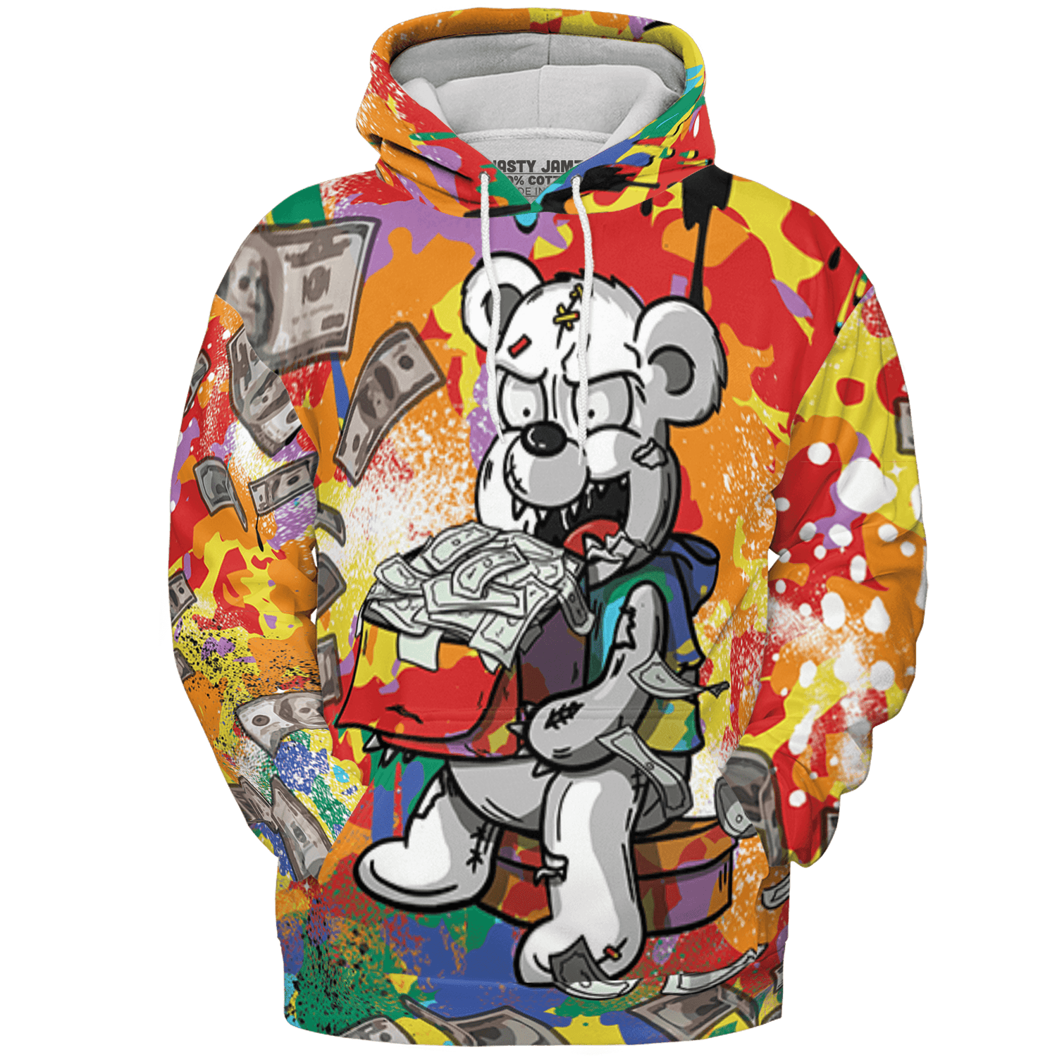 Mid GS Six Championships 1s Hoodie Match Cash Money 3D All-Over Print Splash Paint - NastyJamz