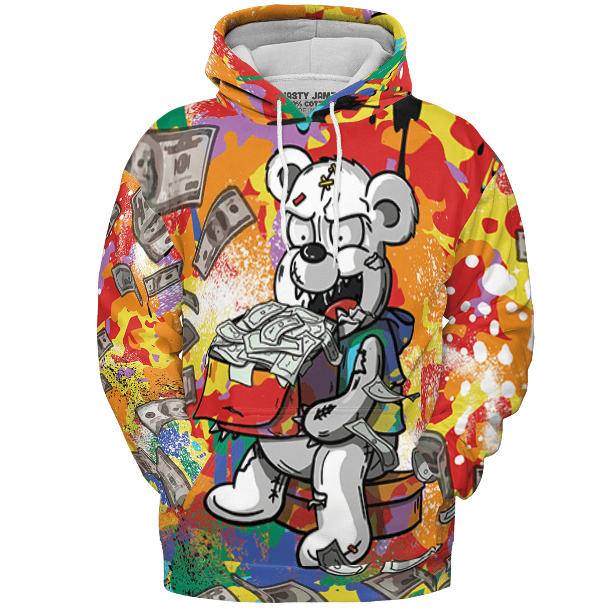 Mid GS Six Championships 1s Hoodie Match Cash Money 3D All-Over Print Splash Paint - NastyJamz