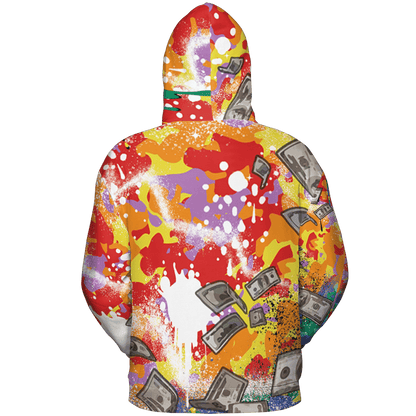 Mid GS Six Championships 1s Hoodie Match Cash Money 3D All-Over Print Splash Paint - NastyJamz