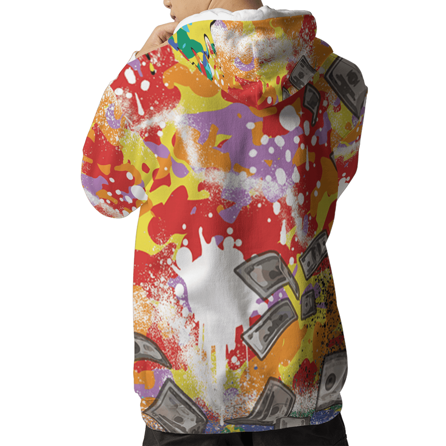 Mid GS Six Championships 1s Hoodie Match Cash Money 3D All-Over Print Splash Paint - NastyJamz