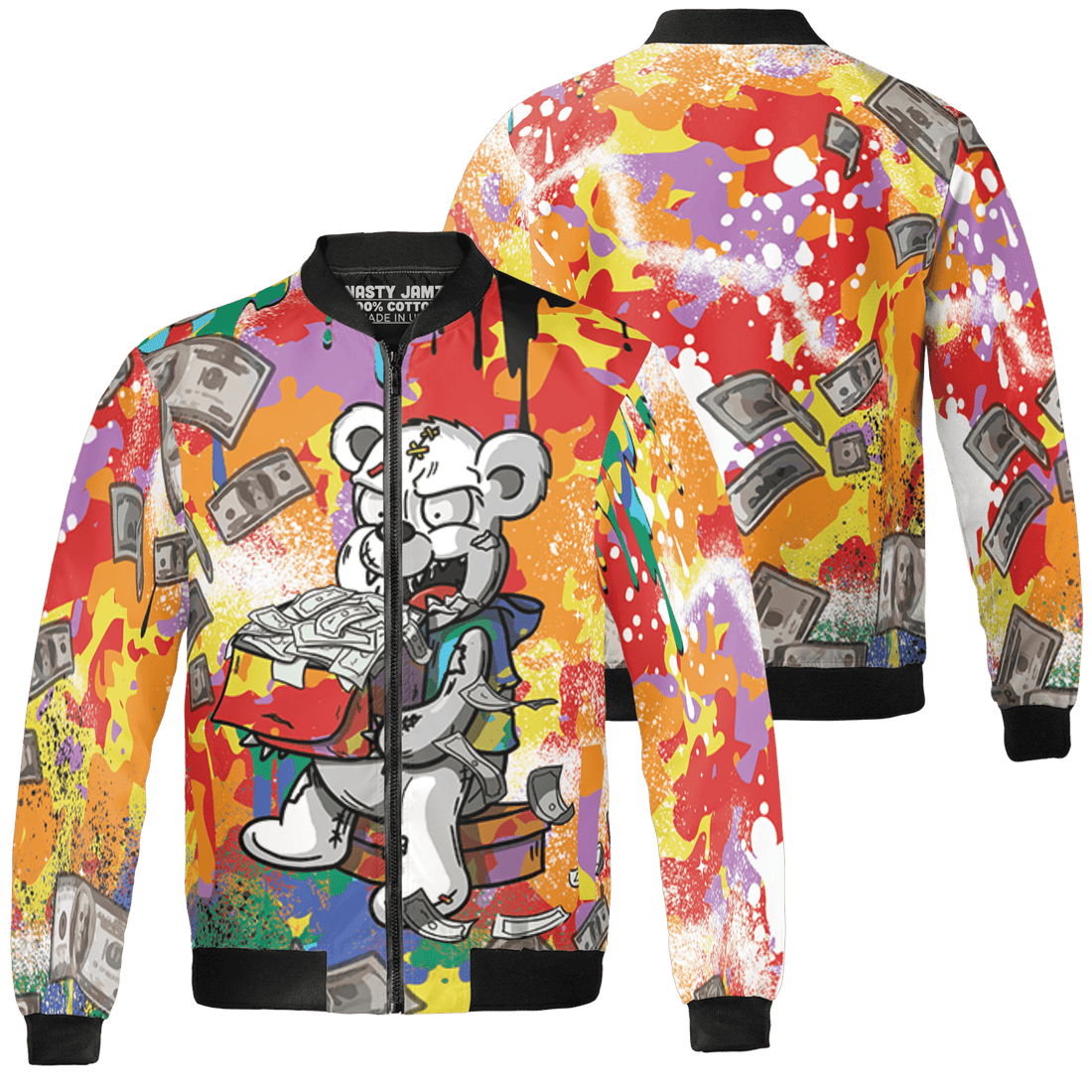 Mid GS Six Championships 1s Jacket Match Cash Money 3D All-Over Print Splash Paint - NastyJamz