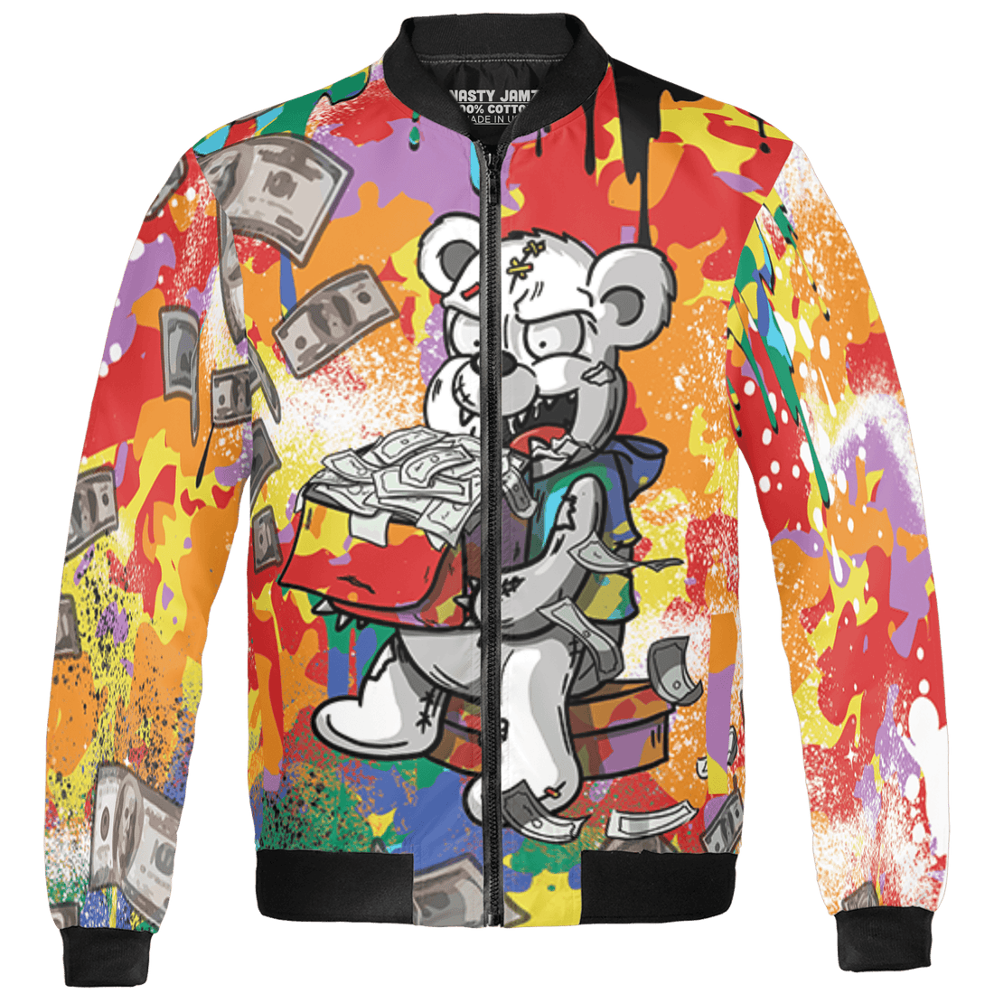 Mid GS Six Championships 1s Jacket Match Cash Money 3D All-Over Print Splash Paint - NastyJamz