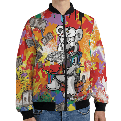 Mid GS Six Championships 1s Jacket Match Cash Money 3D All-Over Print Splash Paint - NastyJamz