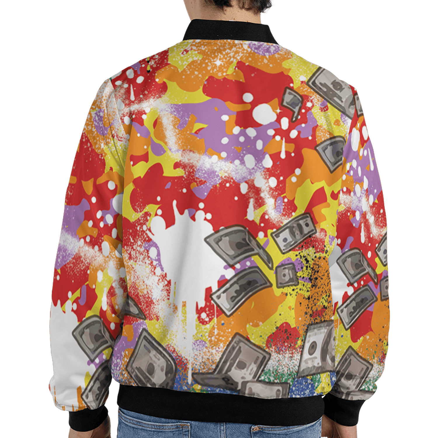 Mid GS Six Championships 1s Jacket Match Cash Money 3D All-Over Print Splash Paint - NastyJamz
