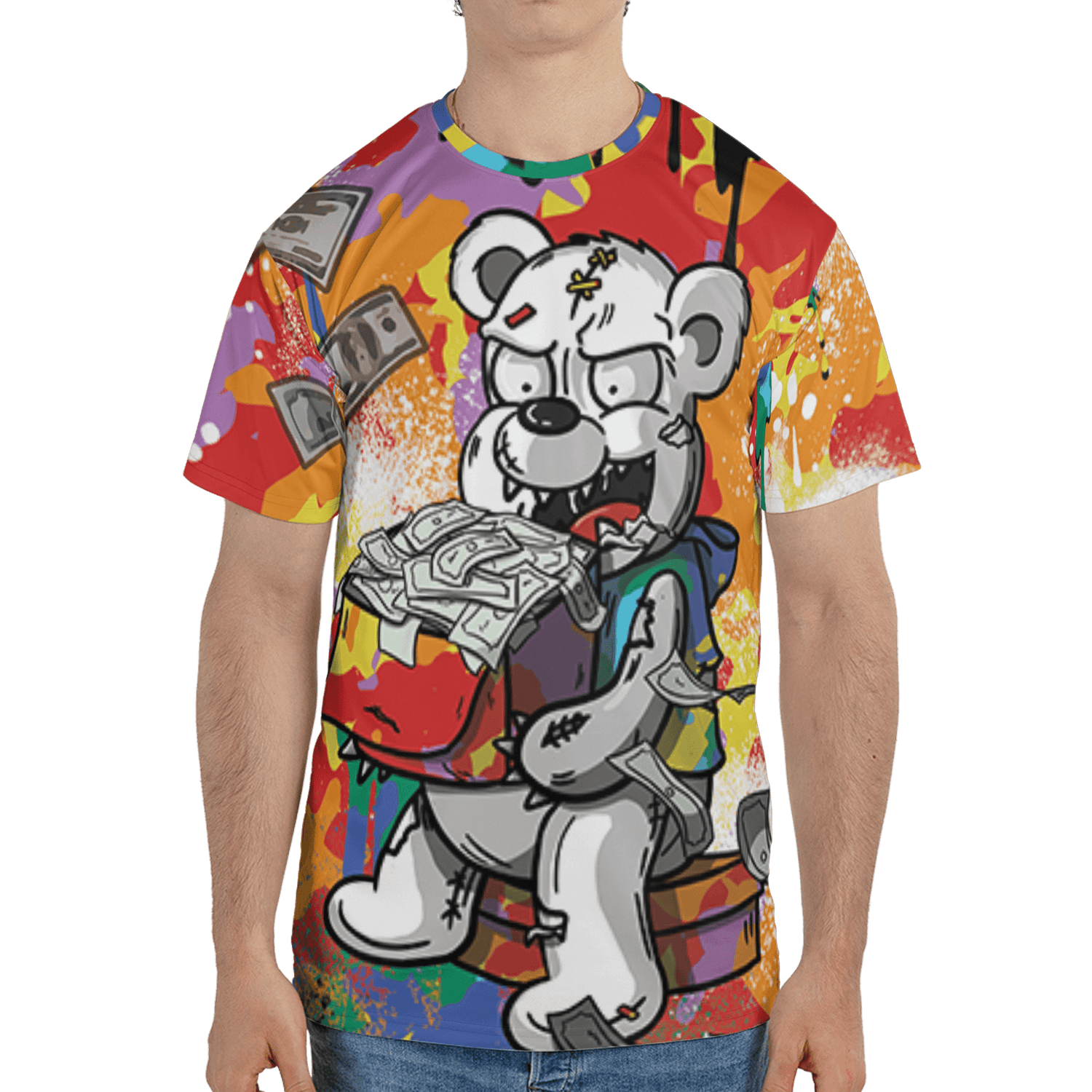 Mid GS Six Championships 1s T Shirt Match Cash Money 3D All-Over Print Splash Paint - NastyJamz