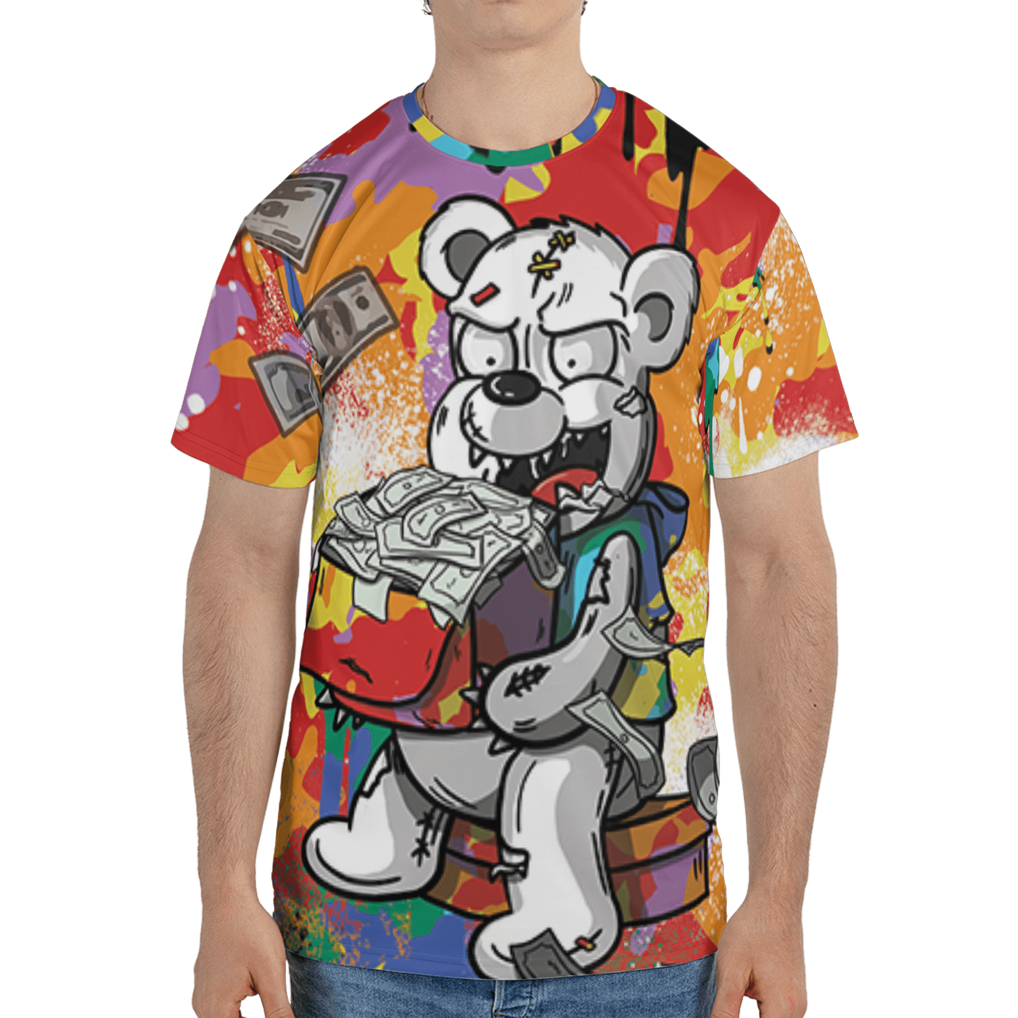 Mid GS Six Championships 1s T Shirt Match Cash Money 3D All-Over Print Splash Paint - NastyJamz
