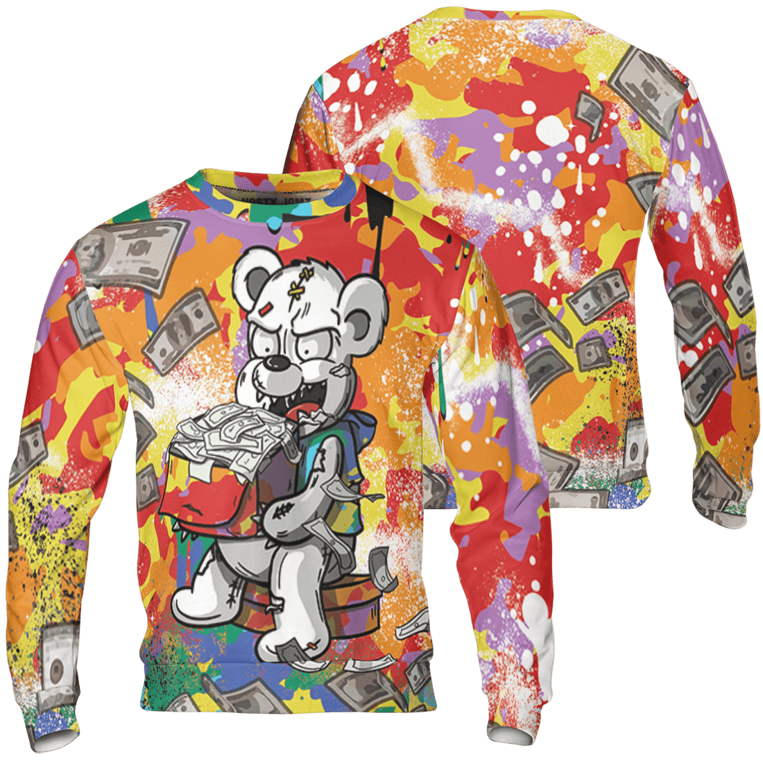 Mid GS Six Championships 1s Sweatshirt Match Cash Money 3D All-Over Print Splash Paint - NastyJamz