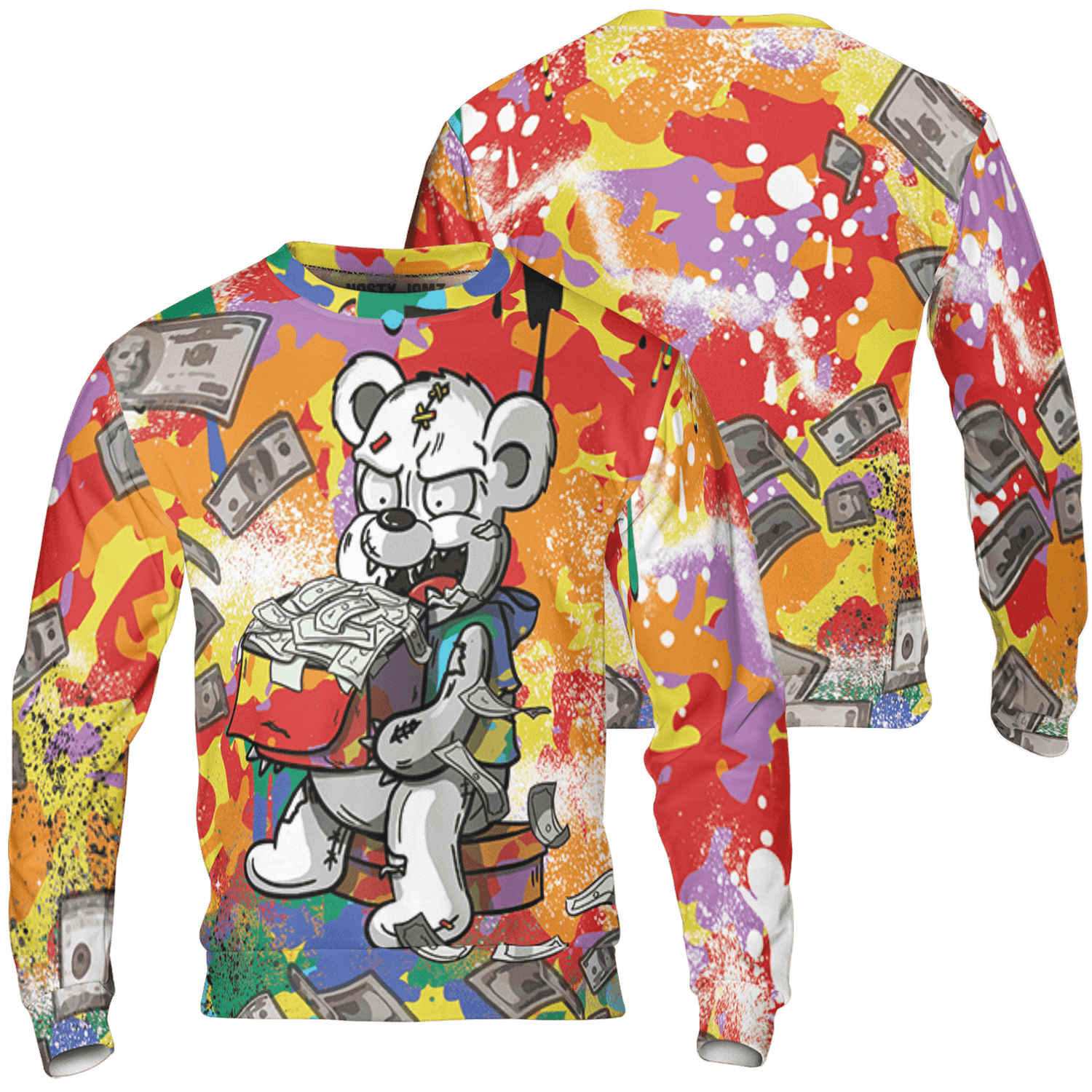 Mid GS Six Championships 1s Sweatshirt Match Cash Money 3D All-Over Print Splash Paint - NastyJamz
