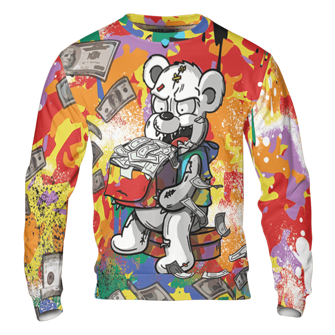 Mid GS Six Championships 1s Sweatshirt Match Cash Money 3D All-Over Print Splash Paint - NastyJamz