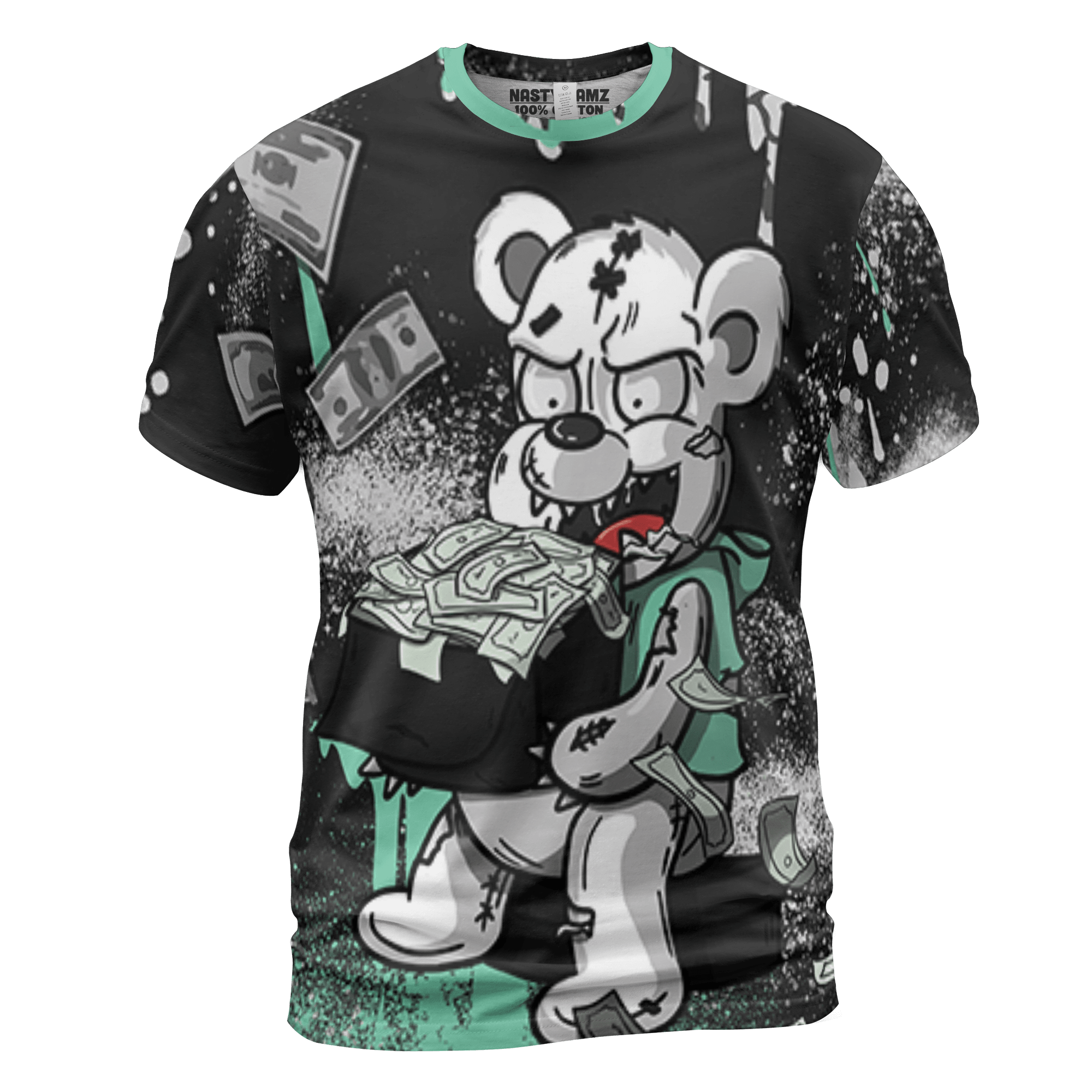 Green Glow 3s T Shirt Match Cash Money 3D All-Over Print Splash Paint - NastyJamz