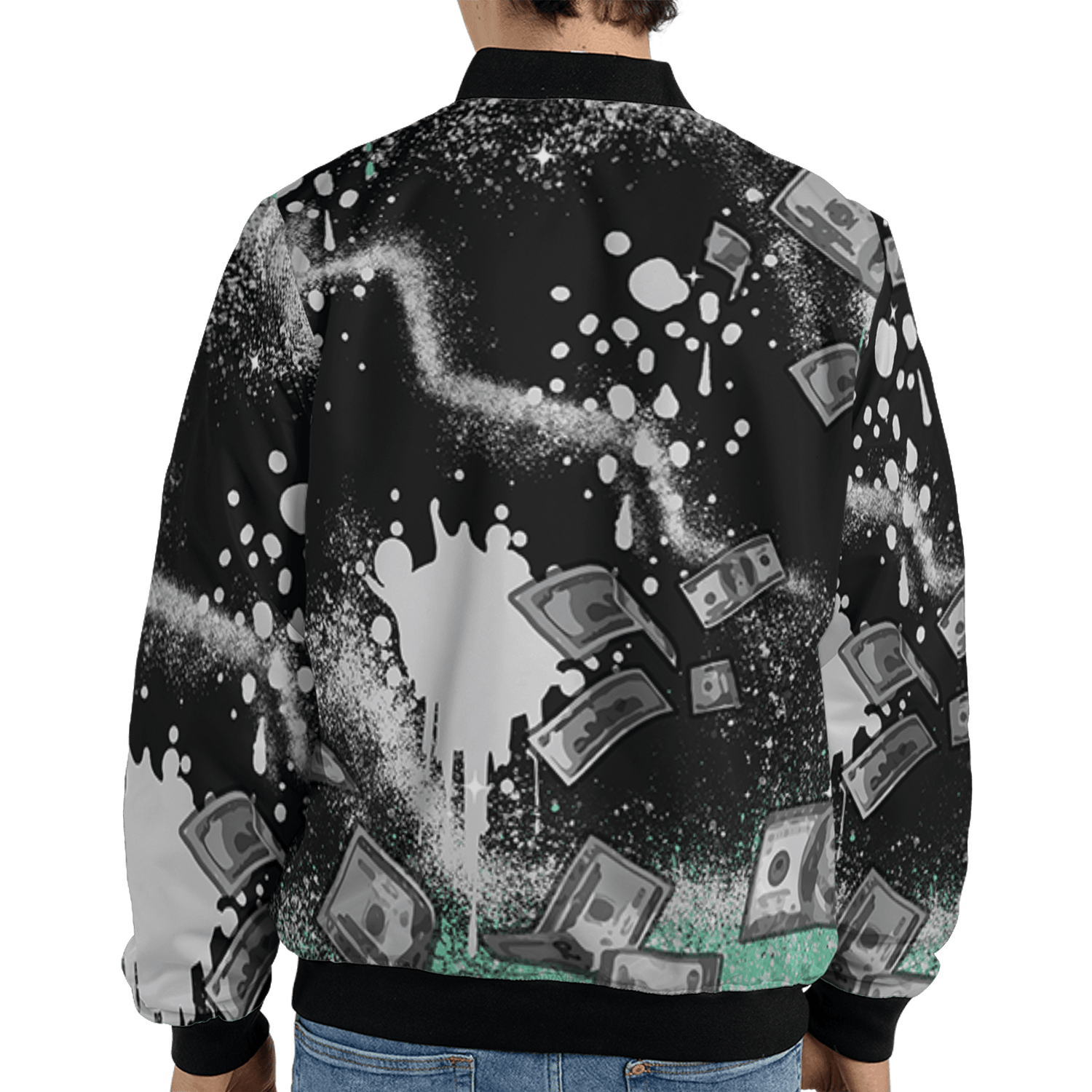 Green Glow 3s Jacket Match Cash Money 3D All-Over Print Splash Paint - NastyJamz