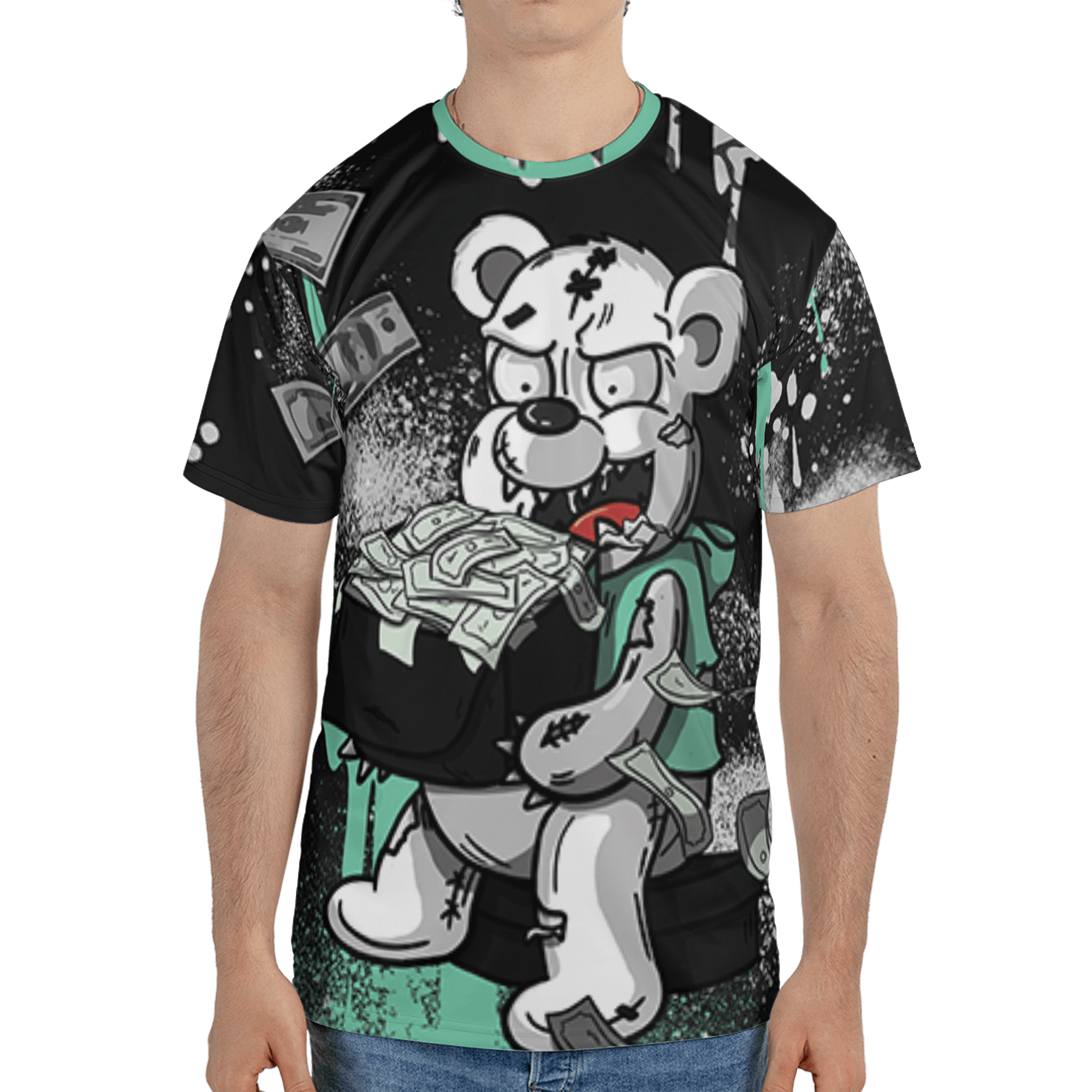Green Glow 3s T Shirt Match Cash Money 3D All-Over Print Splash Paint - NastyJamz