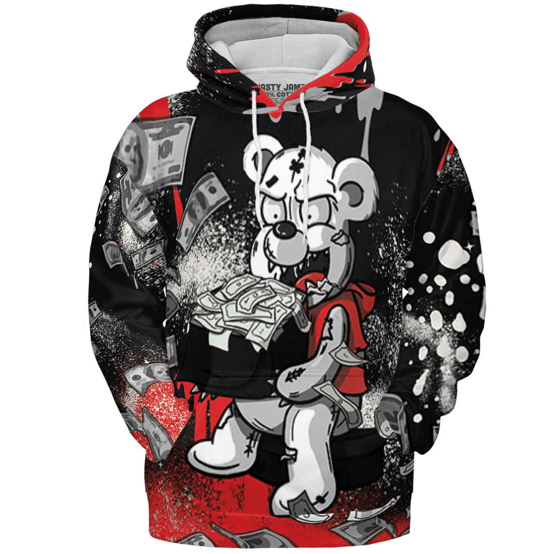 Bred Reimagined 4s Hoodie Match Cash Money 3D All-Over Print Splash Paint - NastyJamz