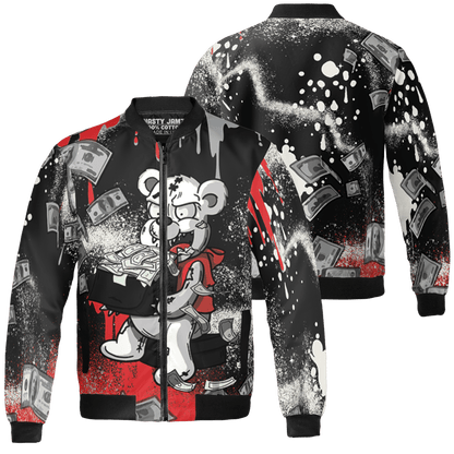 Bred Reimagined 4s Jacket Match Cash Money 3D All-Over Print Splash Paint - NastyJamz