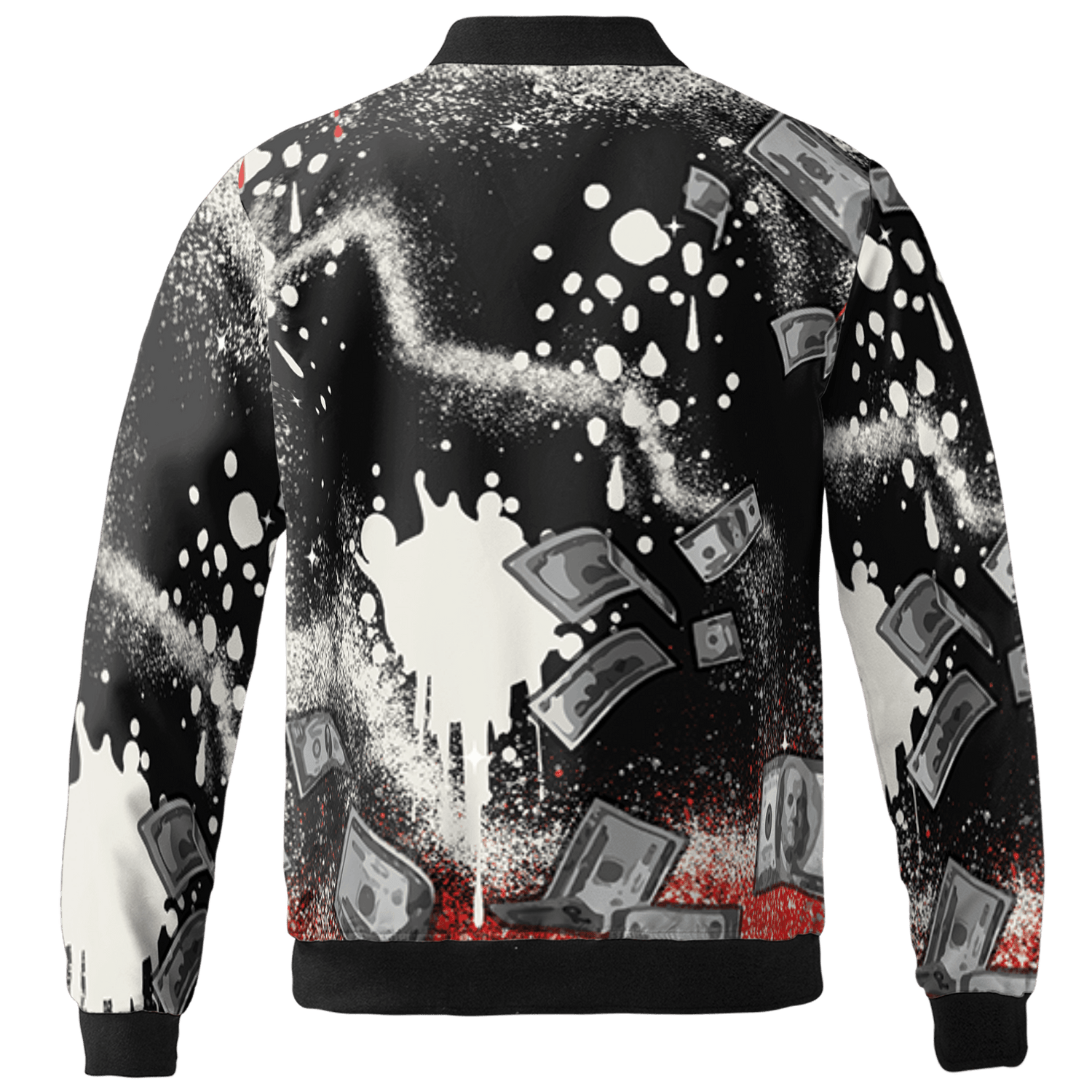 Bred Reimagined 4s Jacket Match Cash Money 3D All-Over Print Splash Paint - NastyJamz