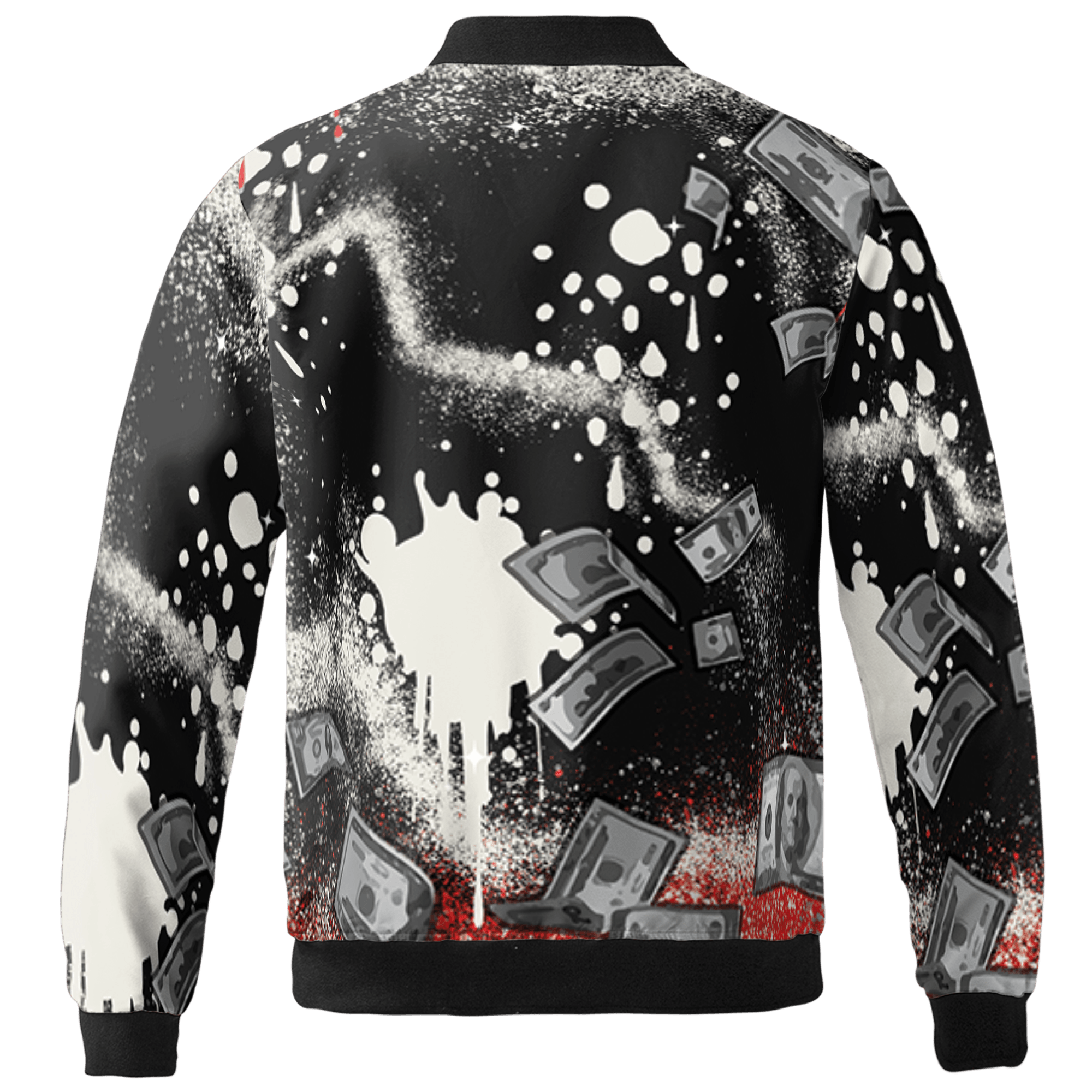 Bred Reimagined 4s Jacket Match Cash Money 3D All-Over Print Splash Paint - NastyJamz