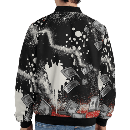 Bred Reimagined 4s Jacket Match Cash Money 3D All-Over Print Splash Paint - NastyJamz