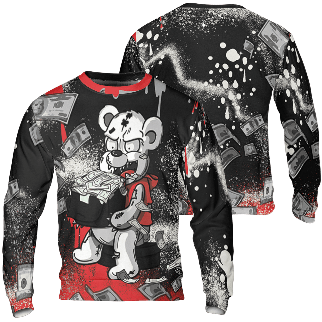 Bred Reimagined 4s Sweatshirt Match Cash Money 3D All-Over Print Splash Paint - NastyJamz