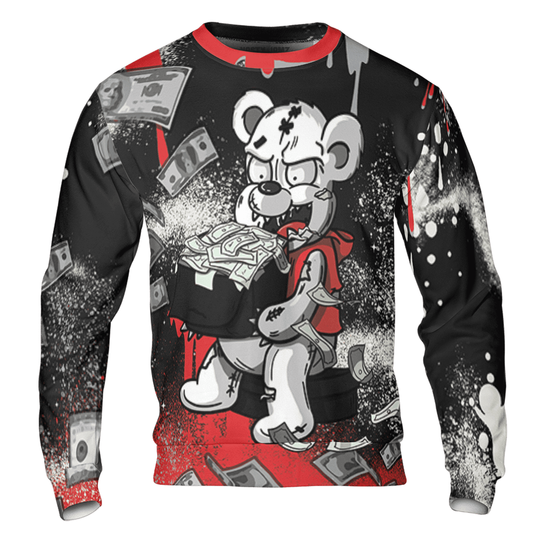 Bred Reimagined 4s Sweatshirt Match Cash Money 3D All-Over Print Splash Paint - NastyJamz