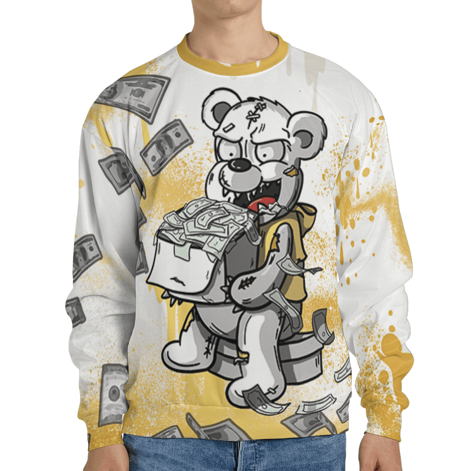Sail 4s Sweatshirt Match Cash Money 3D All-Over Print Splash Paint - NastyJamz