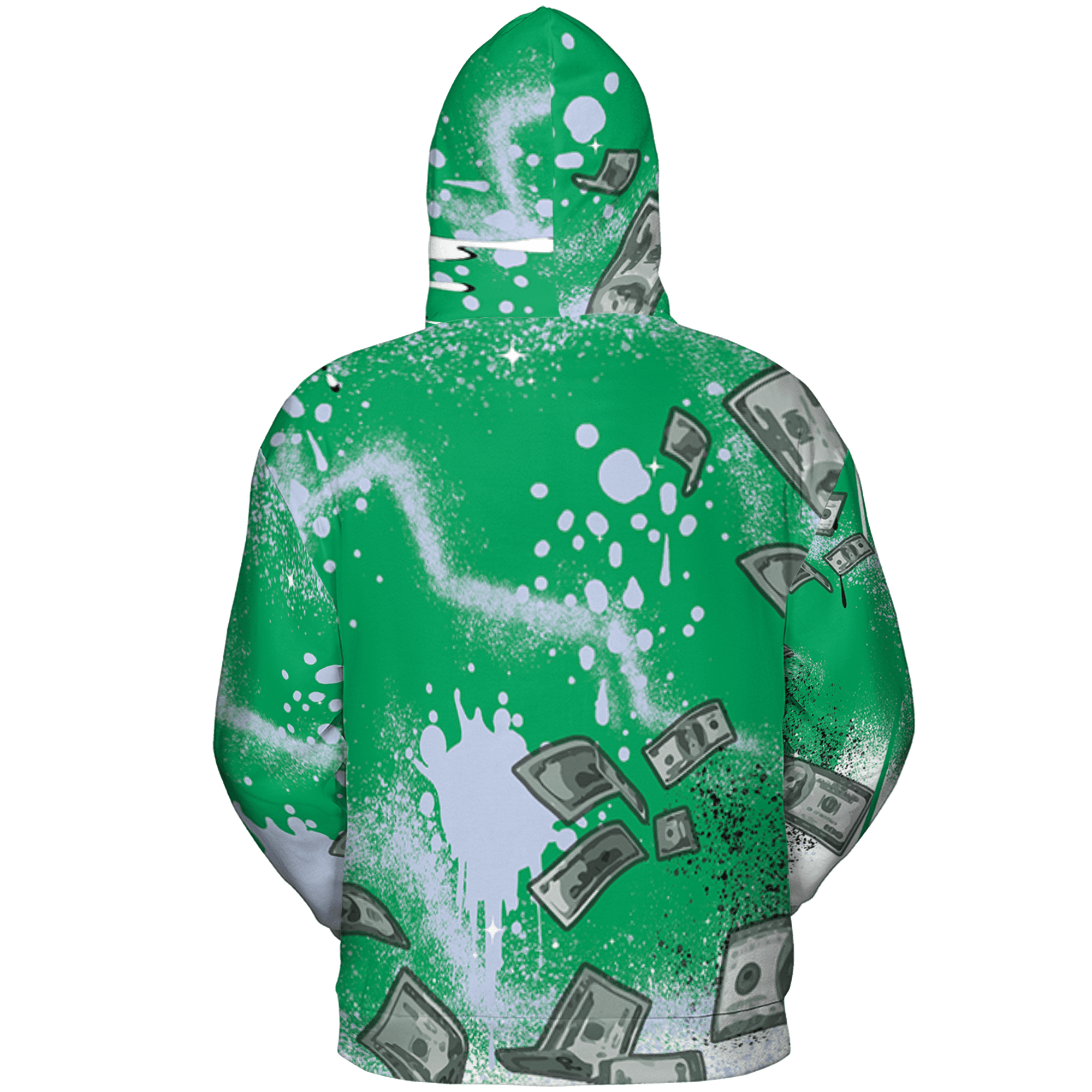 Lucky Green 5s Hoodie Match Cash Money 3D All-Over Print Splash Paint - NastyJamz