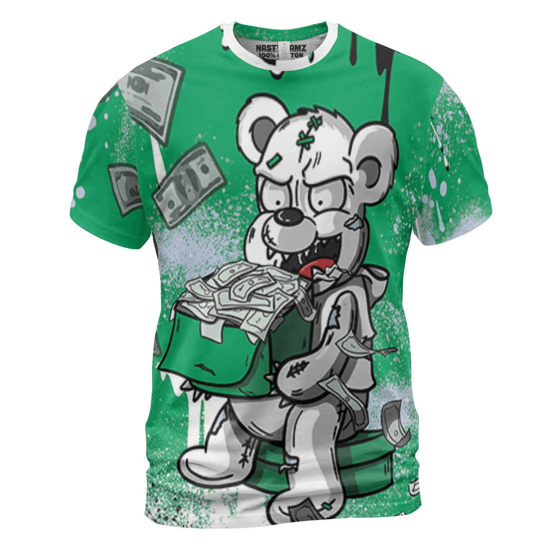 Lucky Green 5s T Shirt Match Cash Money 3D All-Over Print Splash Paint - NastyJamz