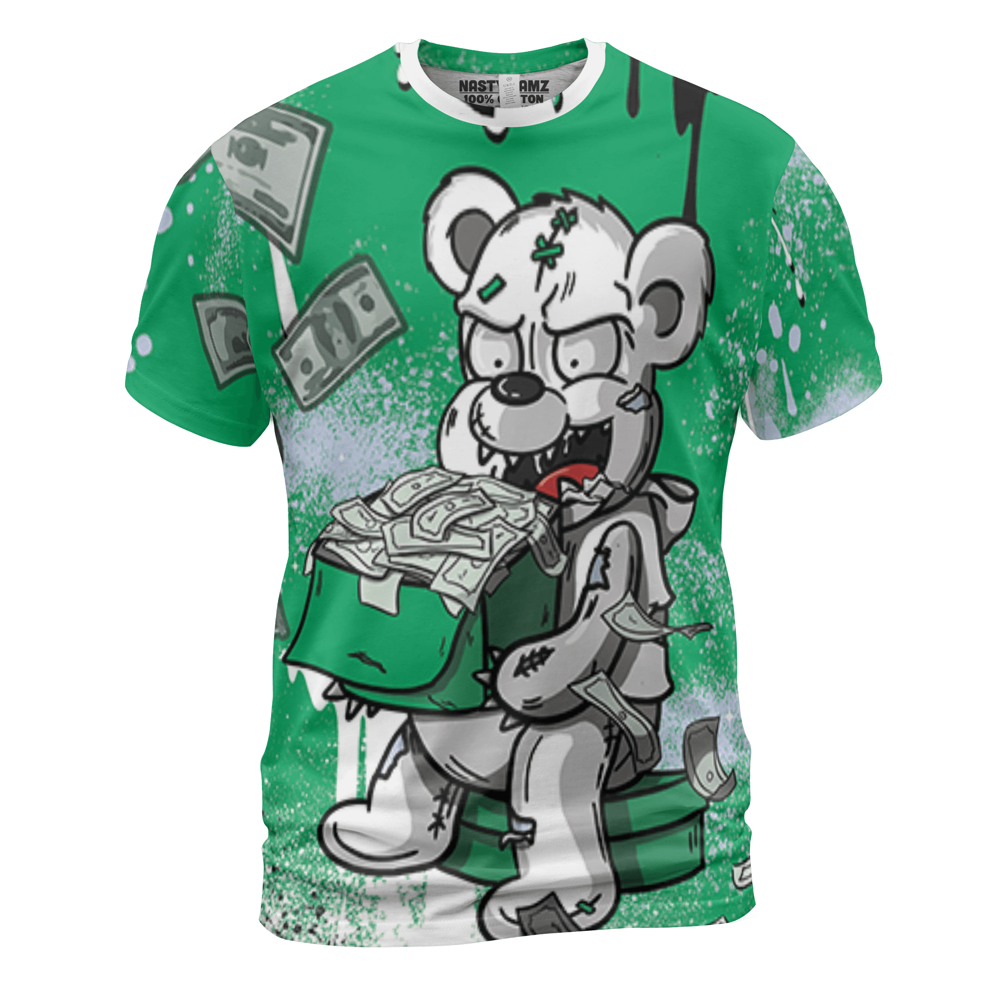 Lucky Green 5s T Shirt Match Cash Money 3D All-Over Print Splash Paint - NastyJamz