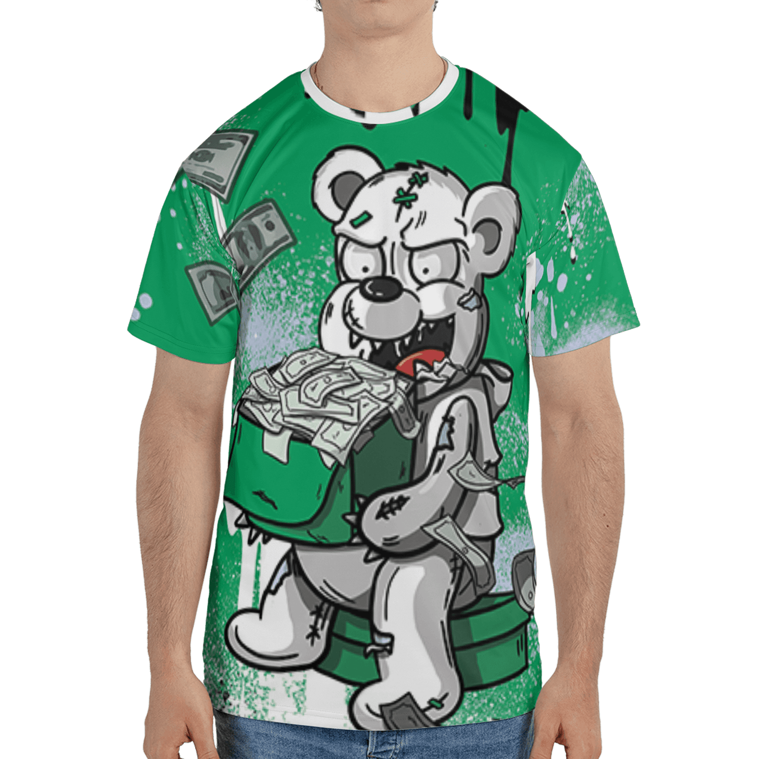 Lucky Green 5s T Shirt Match Cash Money 3D All-Over Print Splash Paint - NastyJamz