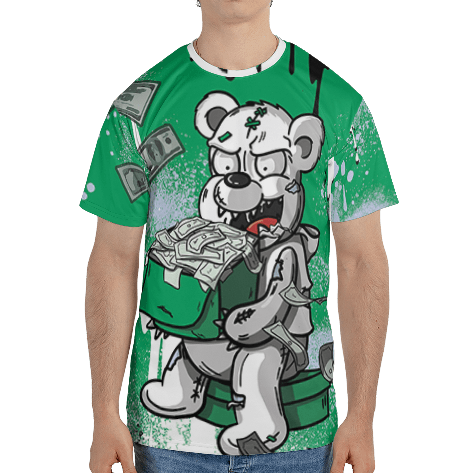 Lucky Green 5s T Shirt Match Cash Money 3D All-Over Print Splash Paint - NastyJamz