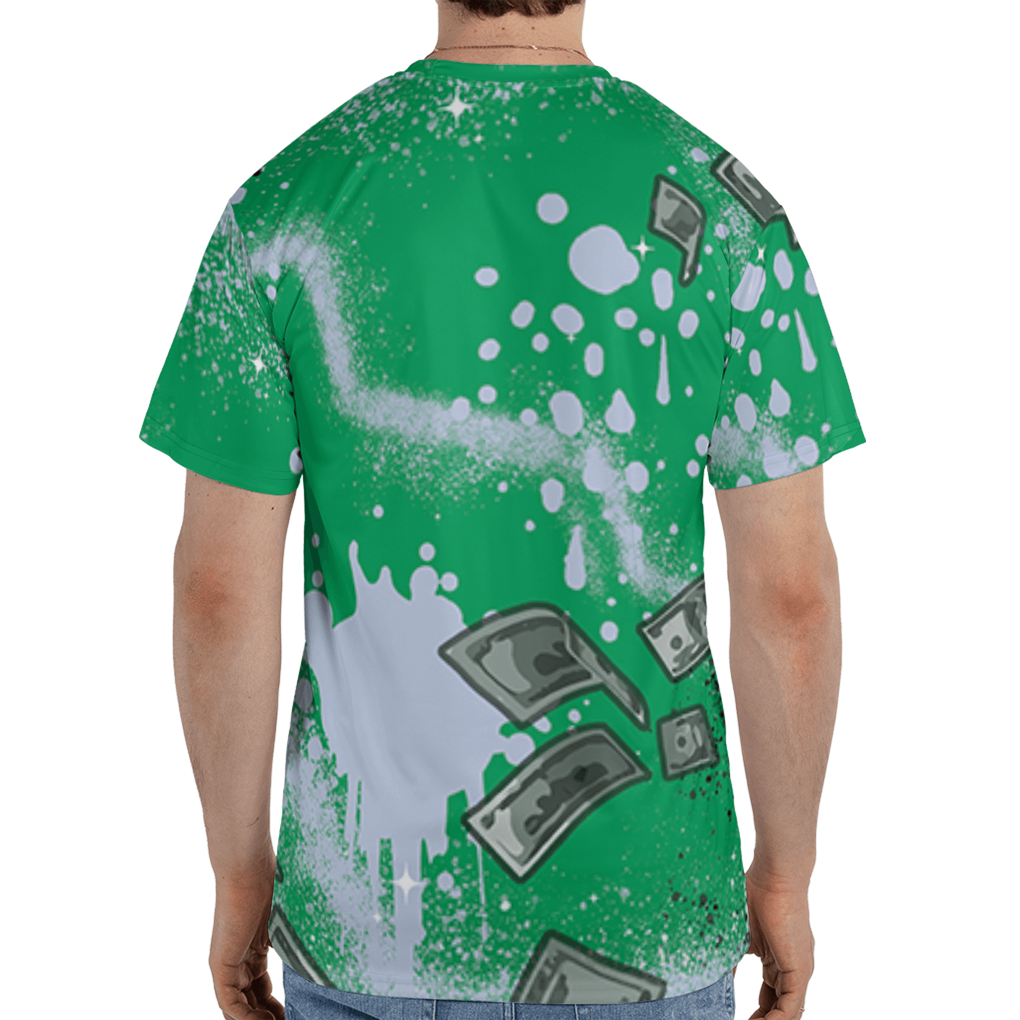 Lucky Green 5s T Shirt Match Cash Money 3D All-Over Print Splash Paint - NastyJamz