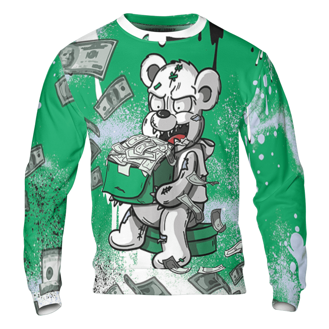 Lucky Green 5s Sweatshirt Match Cash Money 3D All-Over Print Splash Paint - NastyJamz