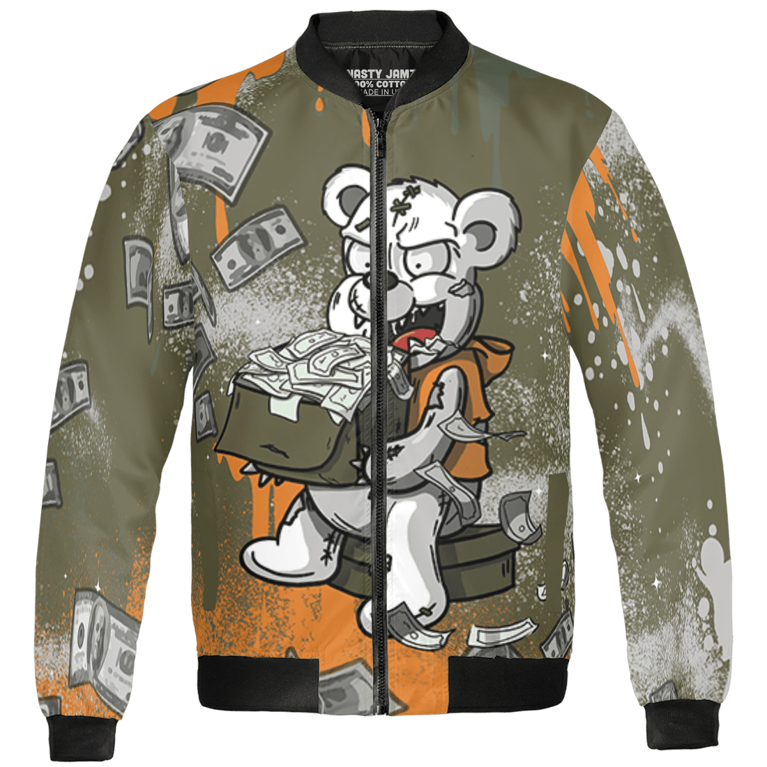 Olive 5s Jacket Match Cash Money 3D All-Over Print Splash Paint - NastyJamz