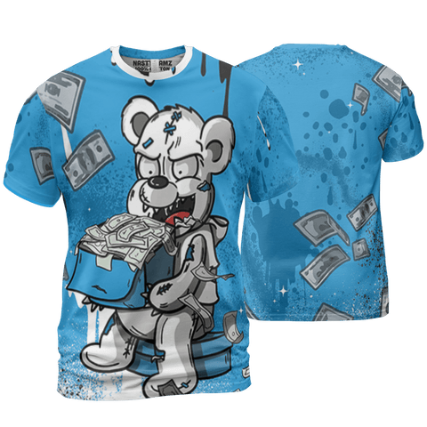 Powder-Blue-9s-T-Shirt-Match-Cash-Money-3D-Splash-Paint