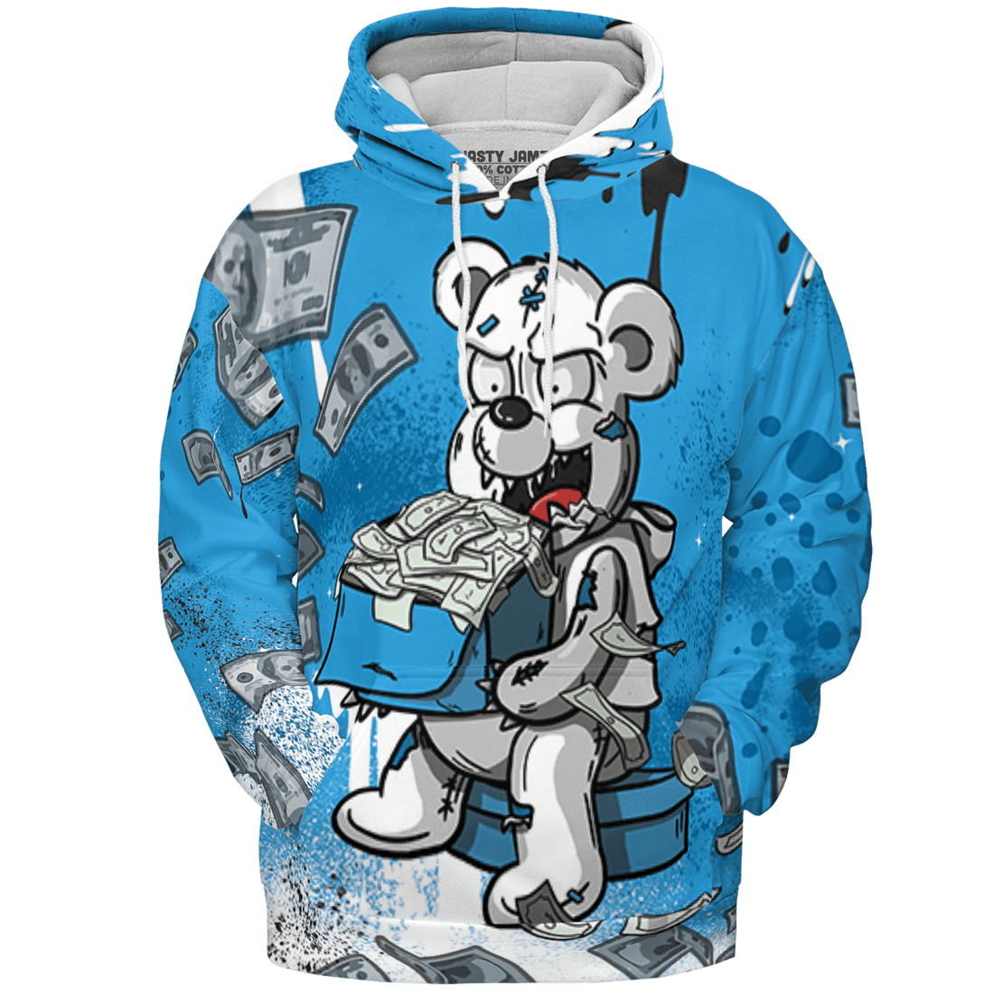 Powder Blue 9s Hoodie Match Cash Money 3D All-Over Print Splash Paint - NastyJamz