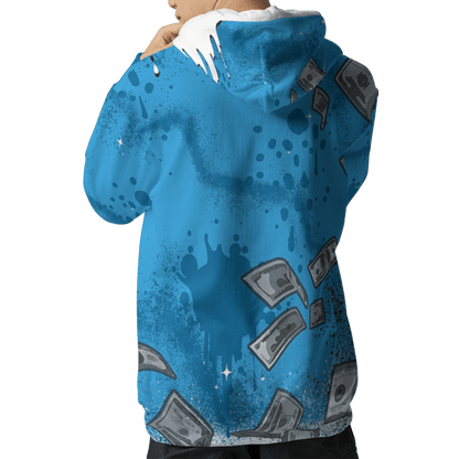 Powder Blue 9s Hoodie Match Cash Money 3D All-Over Print Splash Paint - NastyJamz