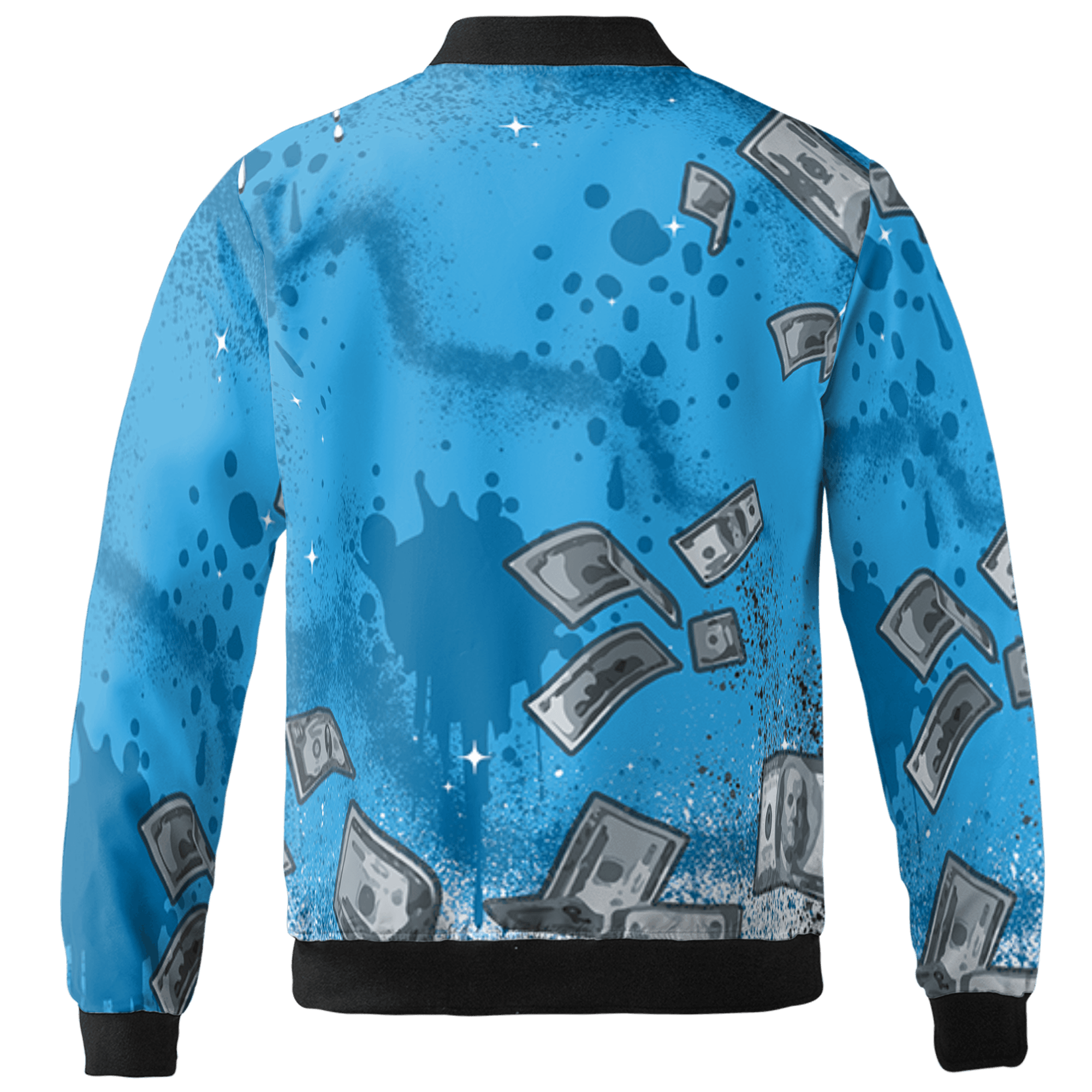 Powder Blue 9s Jacket Match Cash Money 3D All-Over Print Splash Paint - NastyJamz