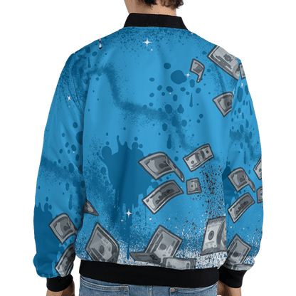Powder Blue 9s Jacket Match Cash Money 3D All-Over Print Splash Paint - NastyJamz