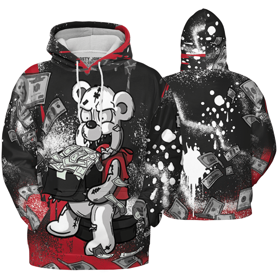 Spizike Low Bred Hoodie Match Cash Money 3D All-Over Print Splash Paint - NastyJamz