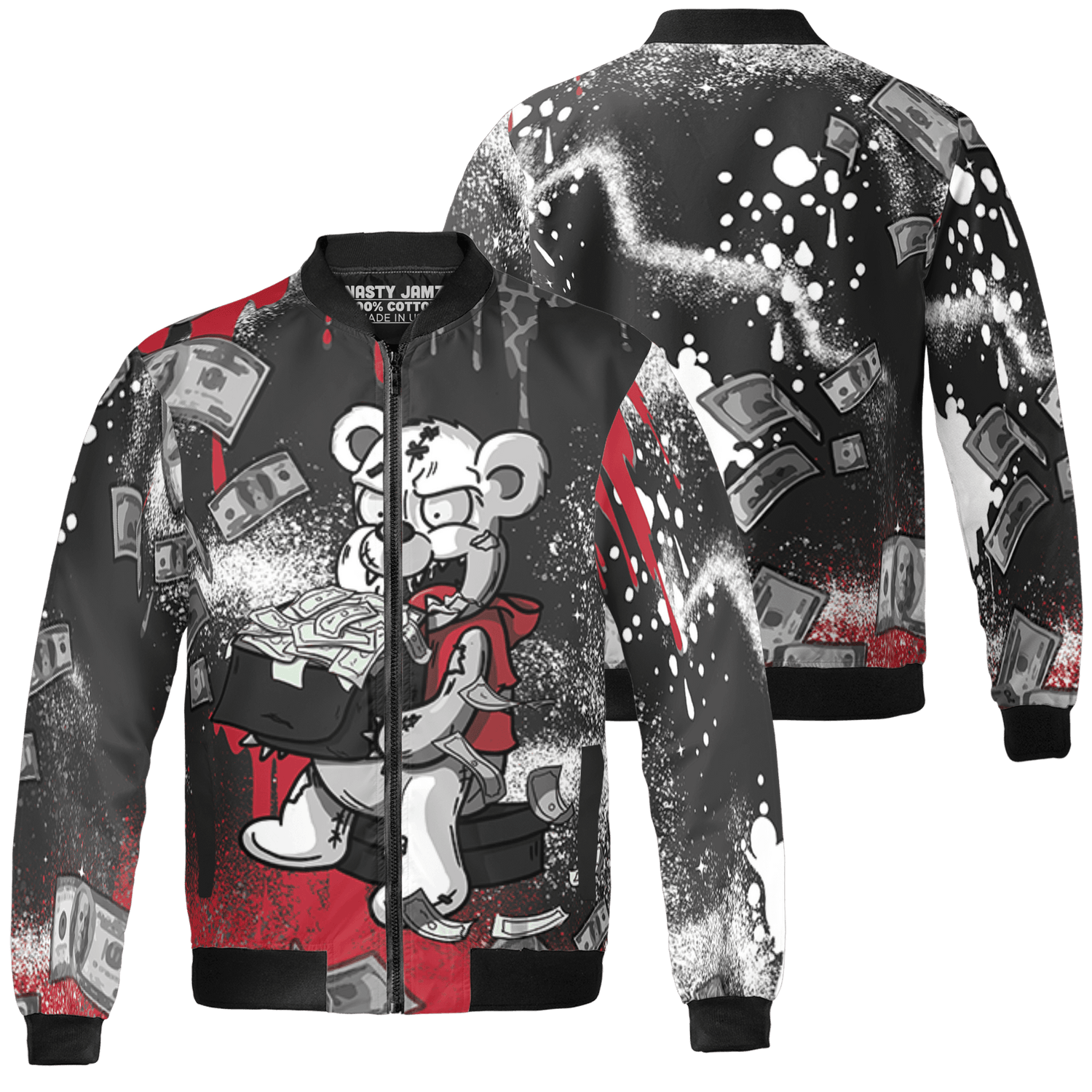 Spizike Low Bred Jacket Match Cash Money 3D All-Over Print Splash Paint - NastyJamz