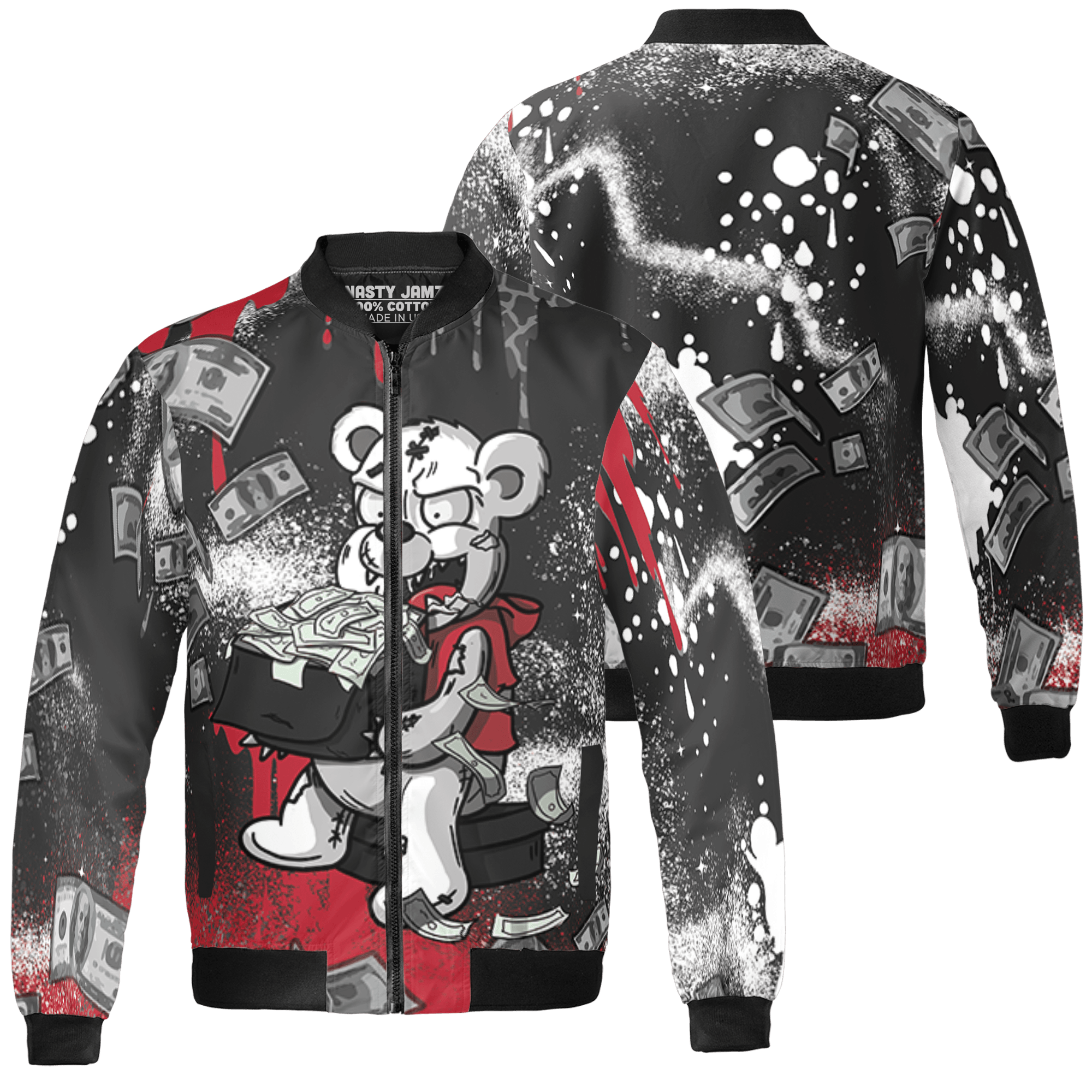 Spizike Low Bred Jacket Match Cash Money 3D All-Over Print Splash Paint - NastyJamz