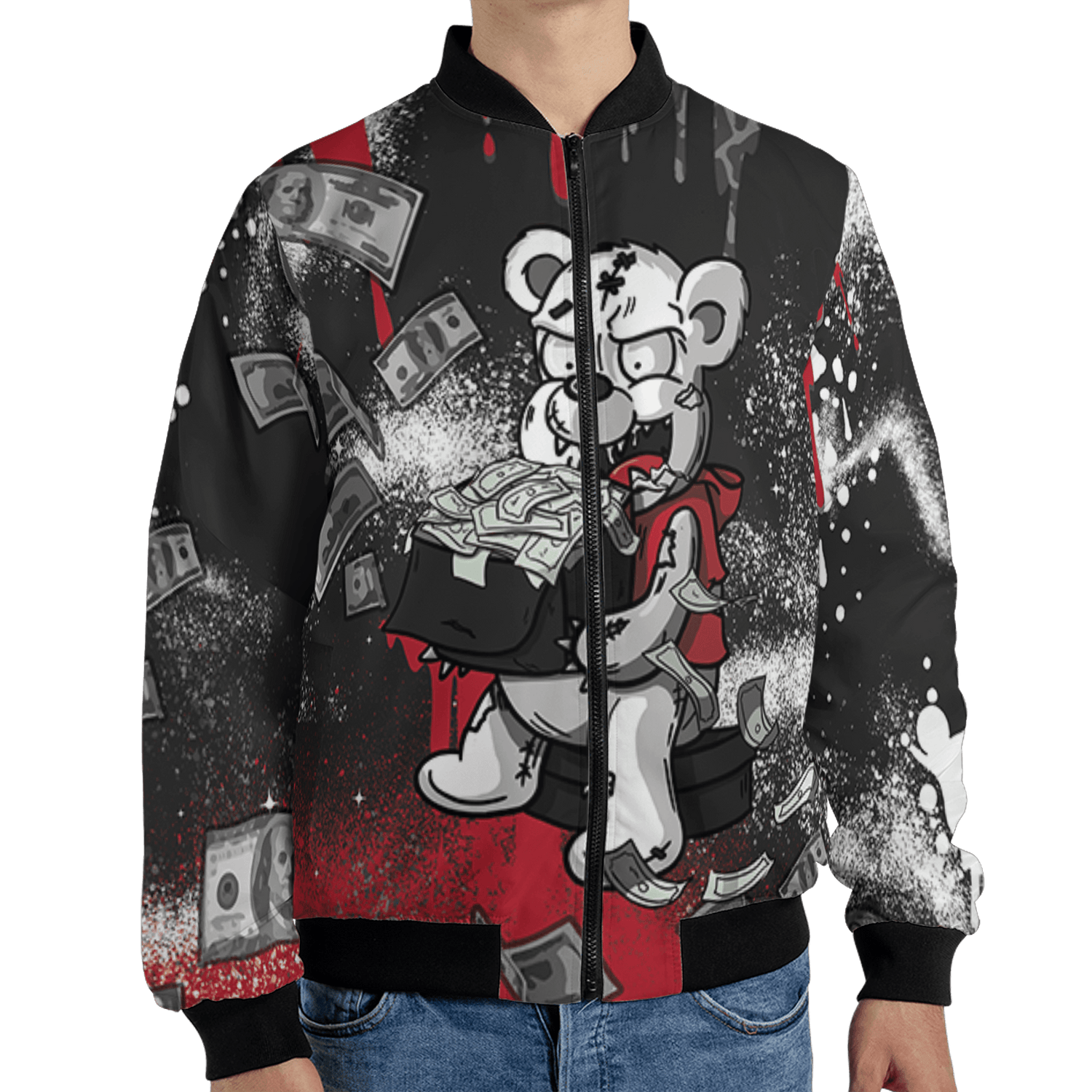 Spizike Low Bred Jacket Match Cash Money 3D All-Over Print Splash Paint - NastyJamz