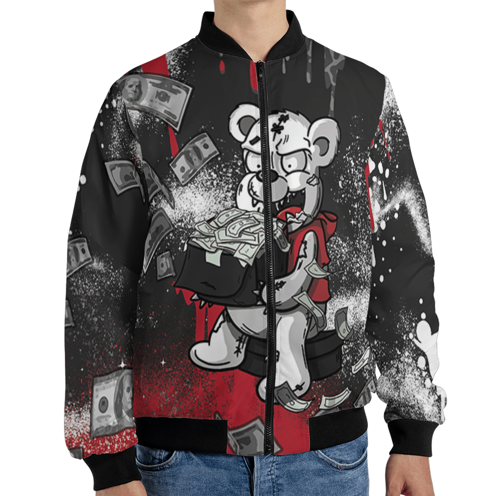 Spizike Low Bred Jacket Match Cash Money 3D All-Over Print Splash Paint - NastyJamz
