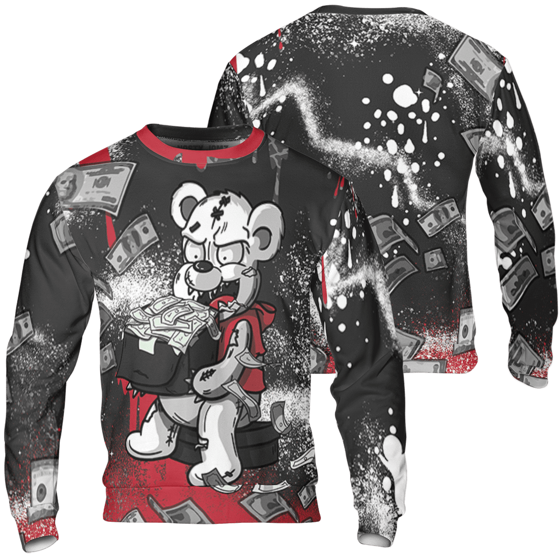 Spizike Low Bred Sweatshirt Match Cash Money 3D All-Over Print Splash Paint - NastyJamz