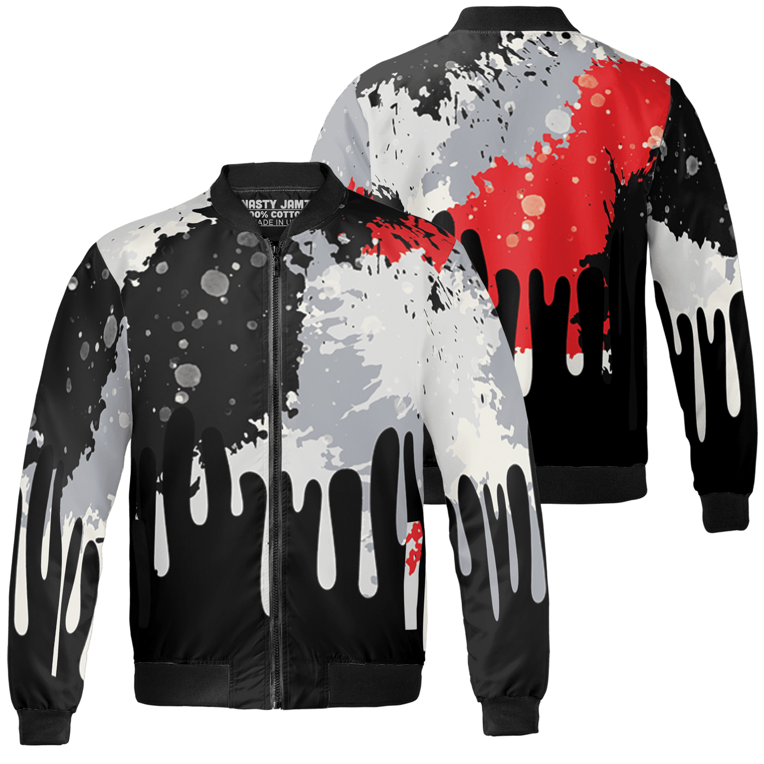 Bred Reimagined 4s Jacket Match Colorful 3D All-Over Print Art - NastyJamz