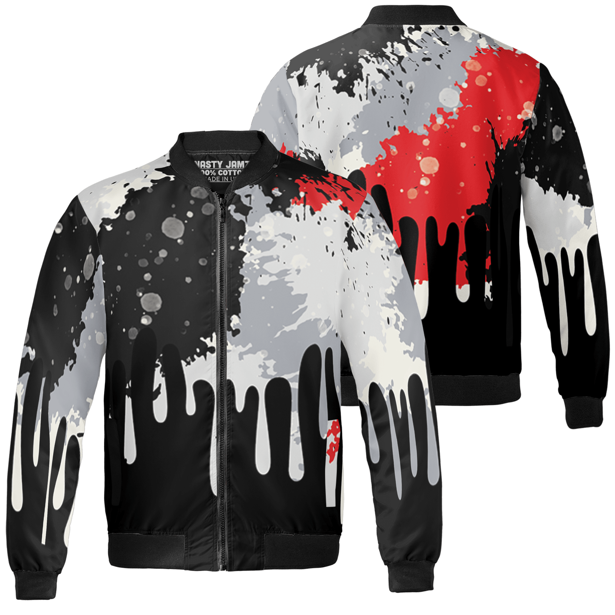 Bred Reimagined 4s Jacket Match Colorful 3D All-Over Print Art - NastyJamz