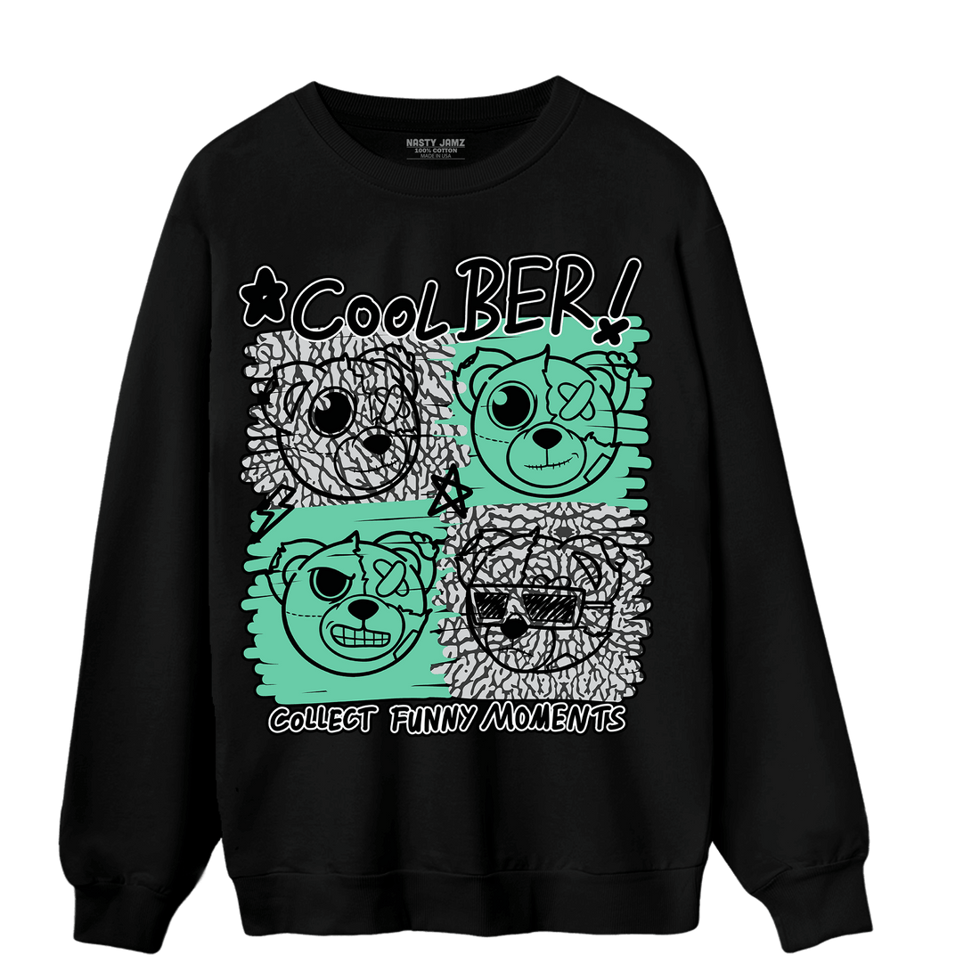 Green Glow 3s Sweatshirt Match Cool BER - NastyJamz