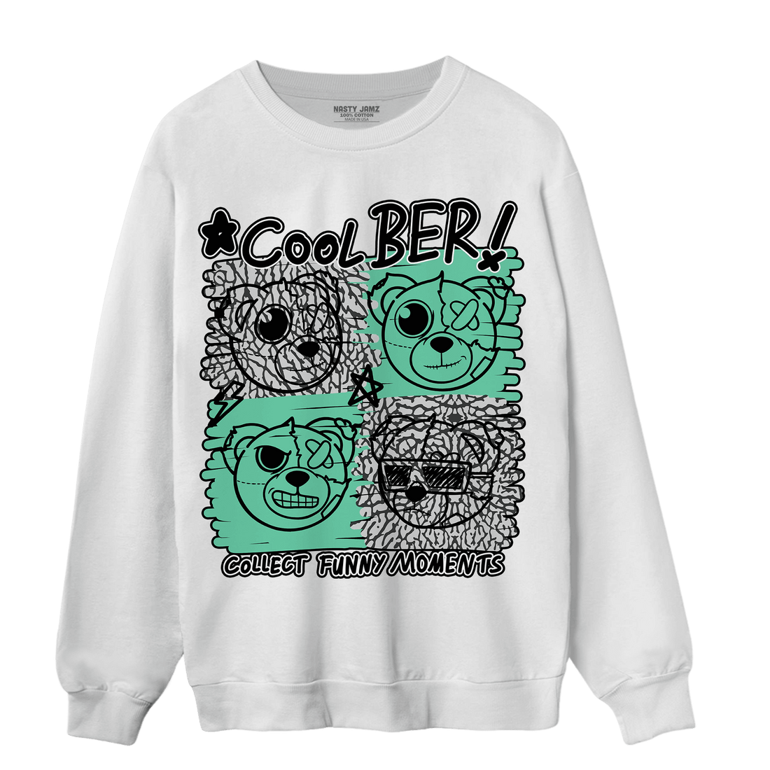 Green Glow 3s Sweatshirt Match Cool BER - NastyJamz