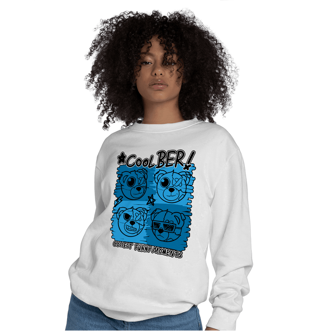 Powder Blue 9s Sweatshirt Match Cool BER - NastyJamz