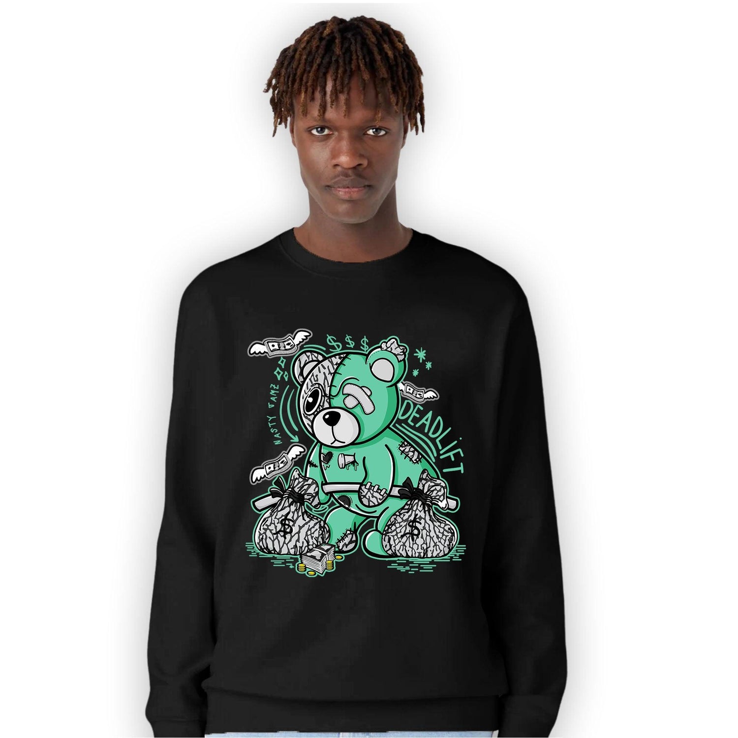 Green Glow 3s Sweatshirt Match Deadlift BER - NastyJamz