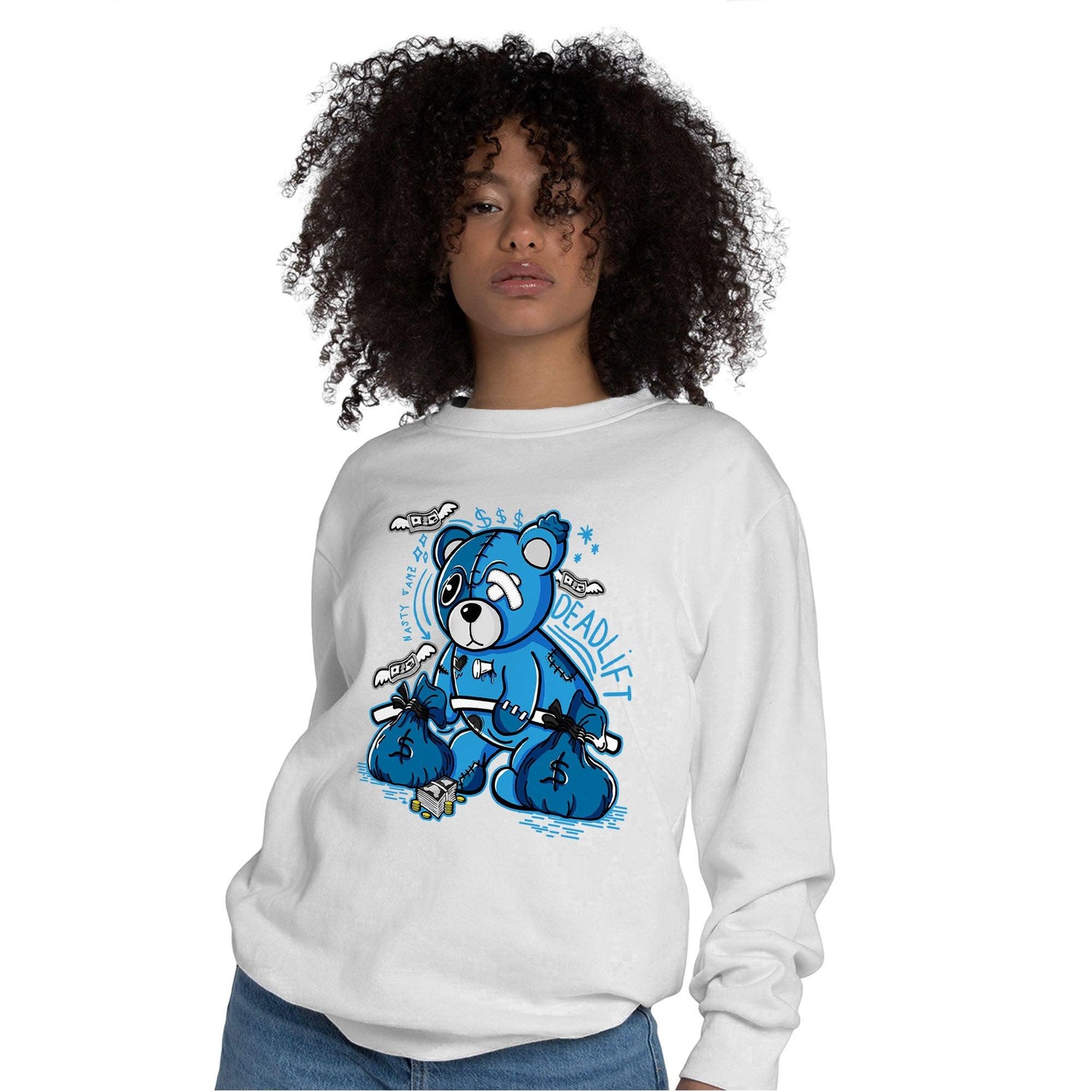Powder Blue 9s Sweatshirt Match Deadlift BER - NastyJamz